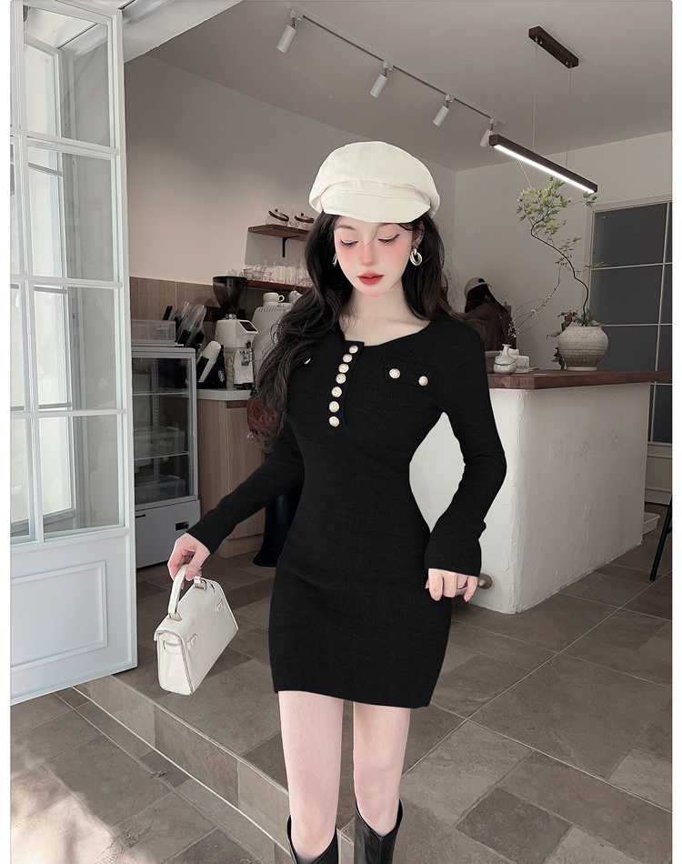 Package hip France style knitted slim dress