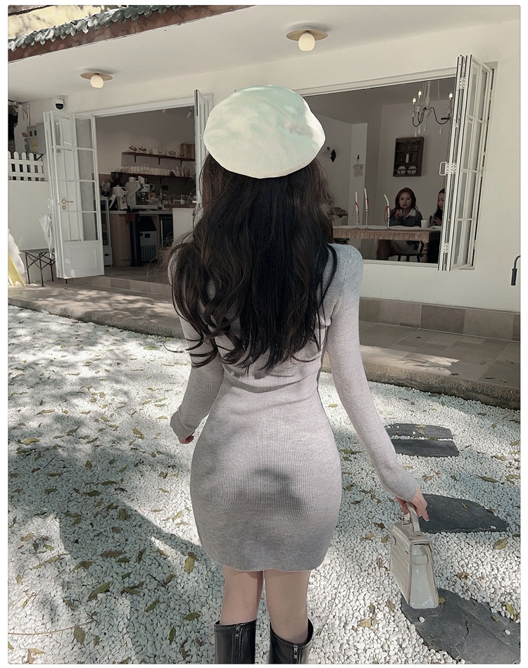 Package hip France style knitted slim dress