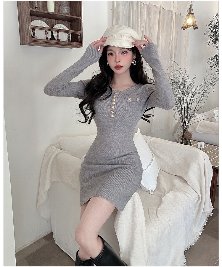 Package hip France style knitted slim dress