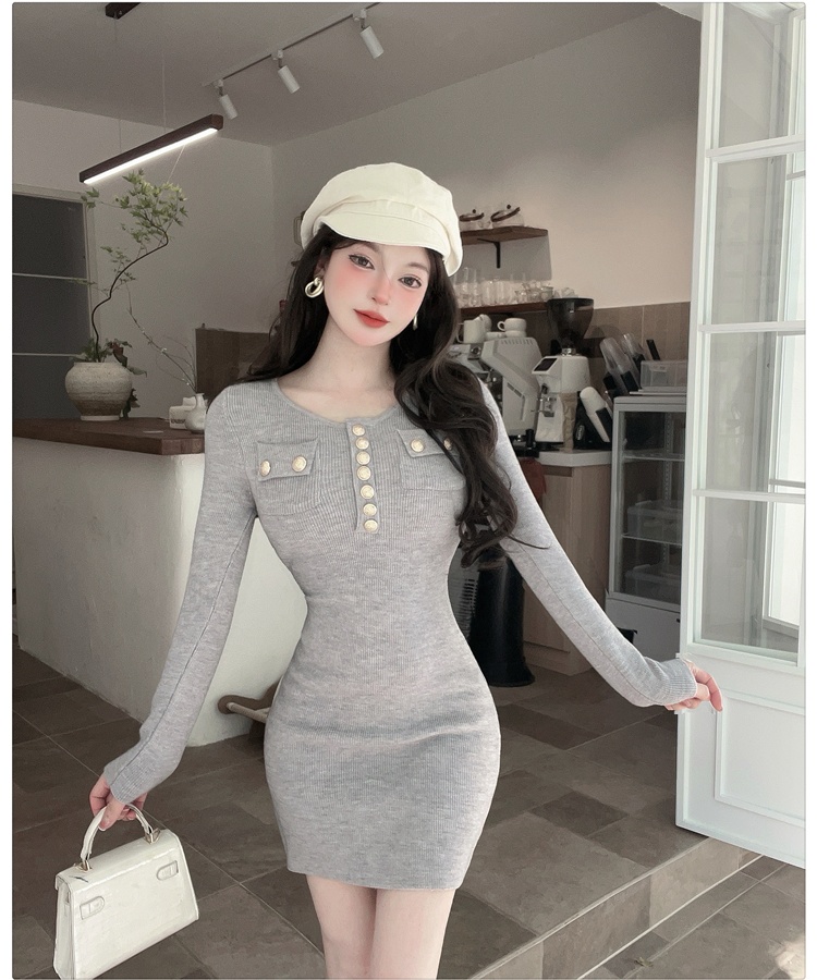 Package hip France style knitted slim dress