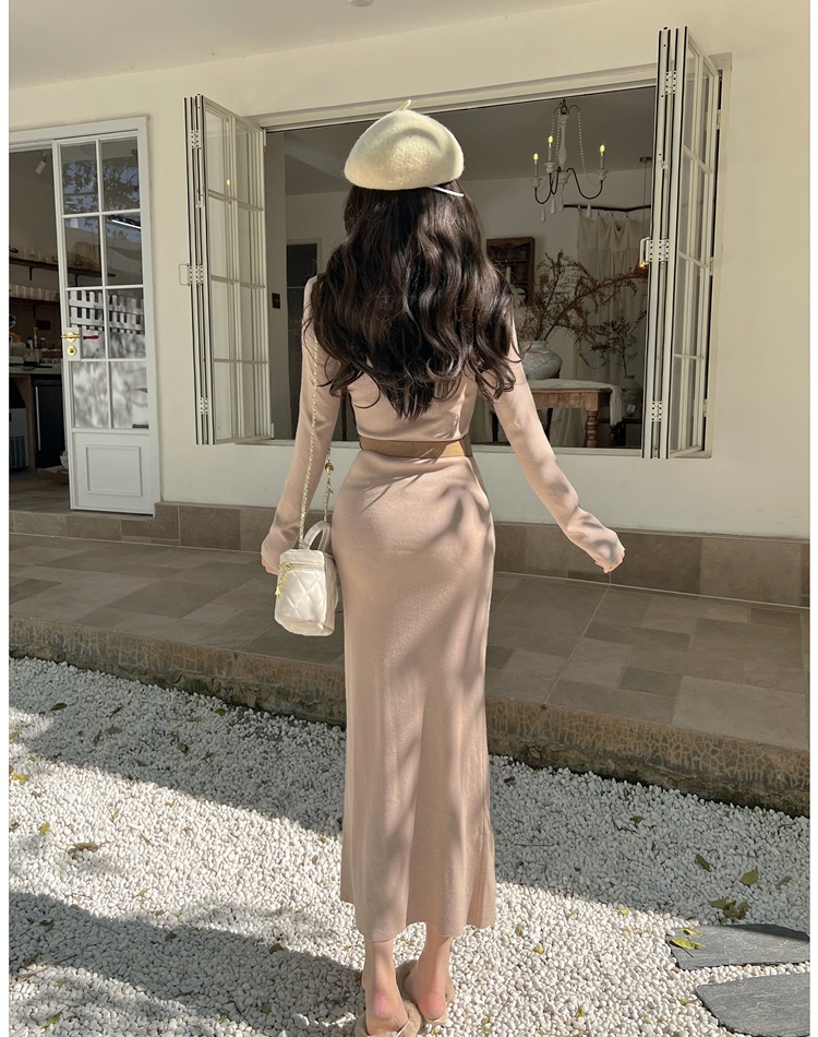 Temperament slim dress V-neck long dress for women