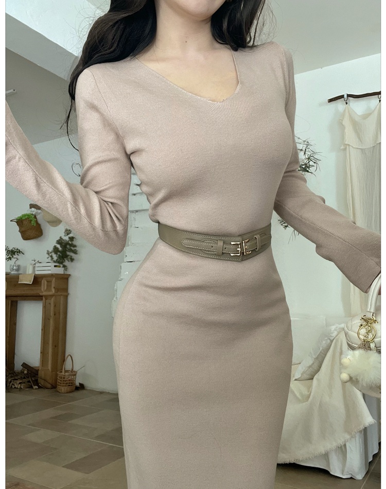 Temperament slim dress V-neck long dress for women