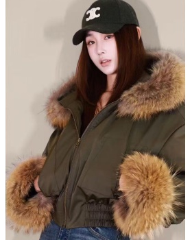 Raccoon fur duck down coat winter slim down coat for women