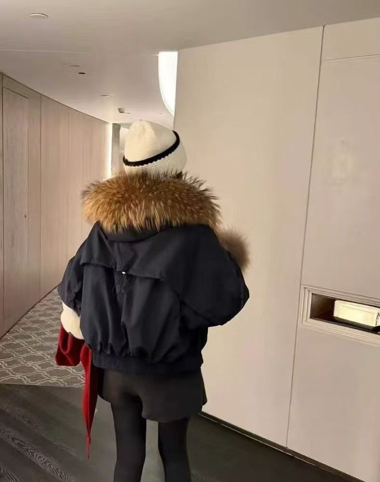 Raccoon fur duck down coat winter slim down coat for women