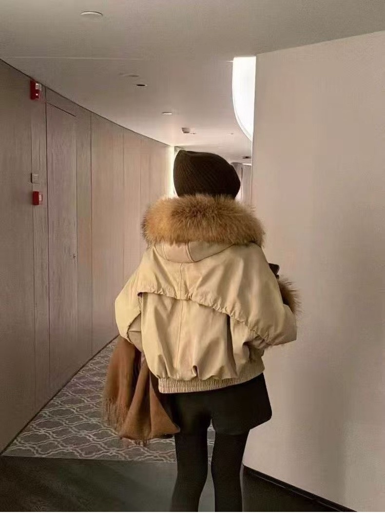 Raccoon fur duck down coat winter slim down coat for women