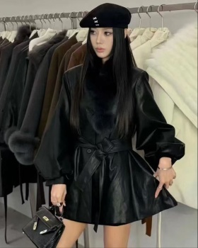 Down winter down coat black fur collar coat for women