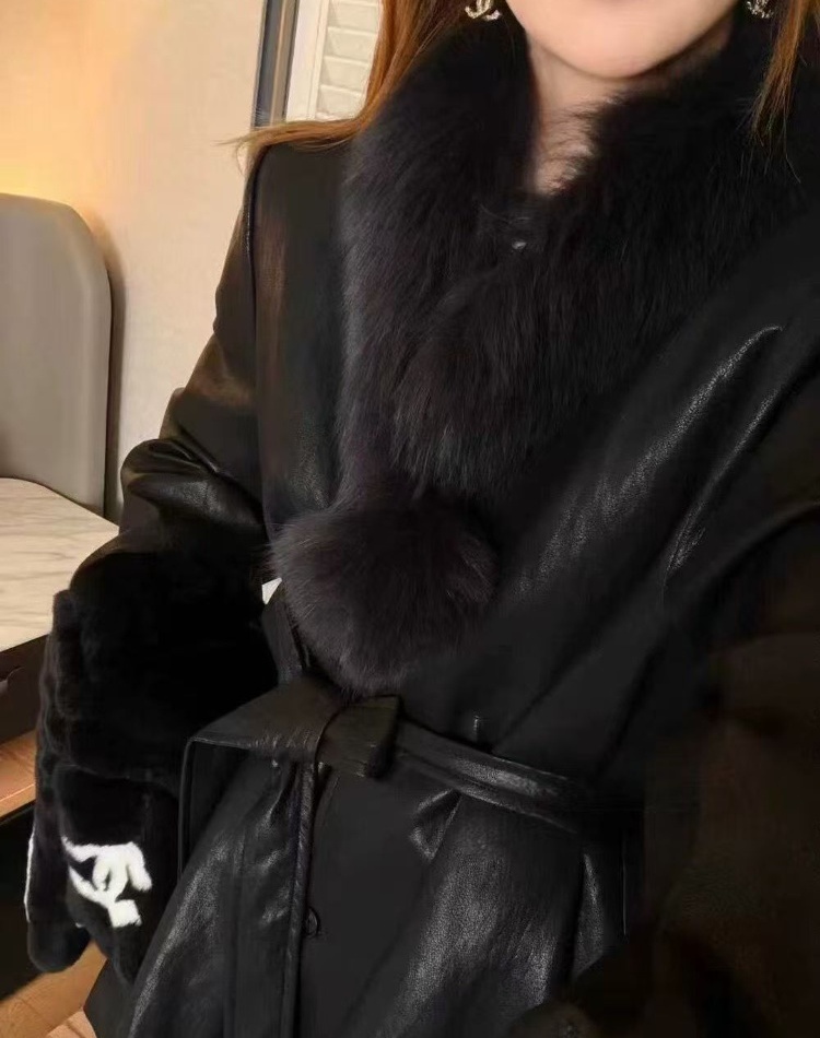 Down winter down coat black fur collar coat for women