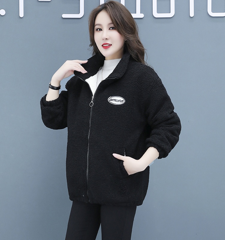 Plus velvet Korean style hoodie thick coat for women