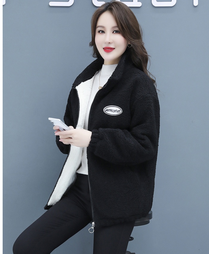 Plus velvet Korean style hoodie thick coat for women