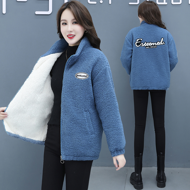 Plus velvet Korean style hoodie thick coat for women
