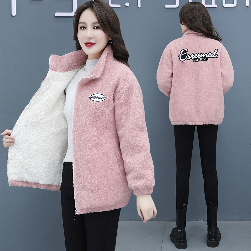 Plus velvet Korean style hoodie thick coat for women