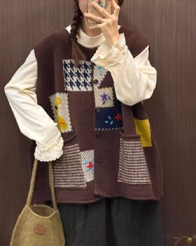 Cubs retro plaid cardigan show young niche patch sweater