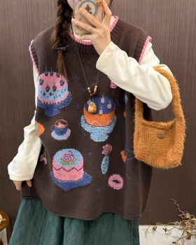 Loose outside the ride waistcoat embroidery mixed colors vest