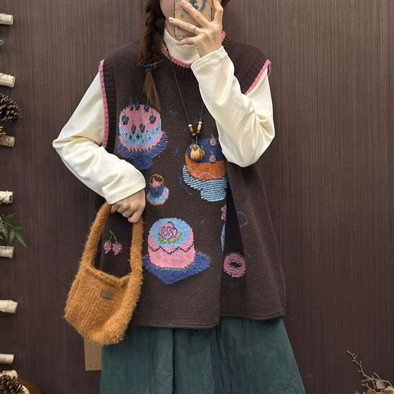 Loose outside the ride waistcoat embroidery mixed colors vest
