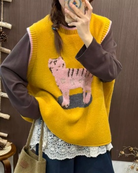 Large yard winter waistcoat knitted vest for women