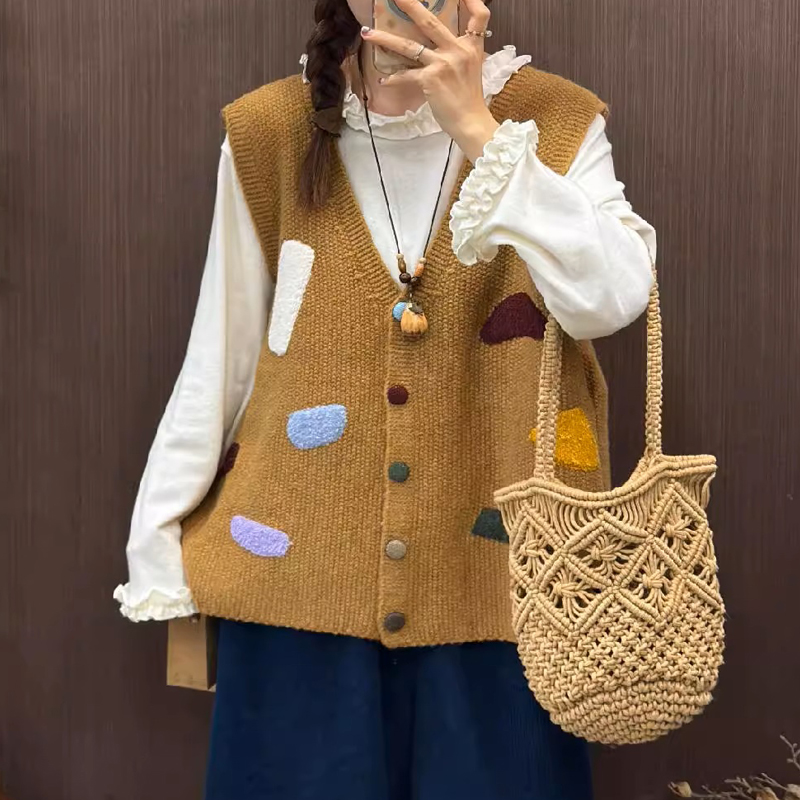 Knitted show young retro cardigan loose niche sweater