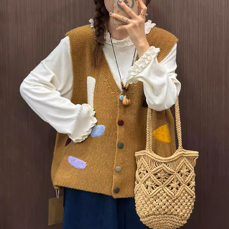 Knitted show young retro cardigan loose niche sweater