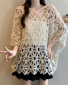 Hollow crochet sunscreen tops France style large yard smock