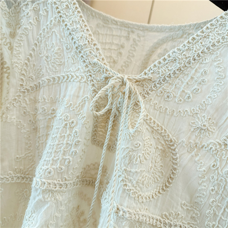 Bohemian style drawstring shirts loose tops