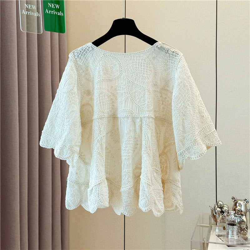 Bohemian style drawstring shirts loose tops