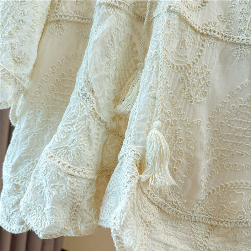 Bohemian style drawstring shirts loose tops