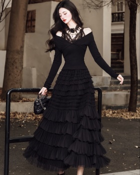 Black tops collocation cake collar 2pcs set