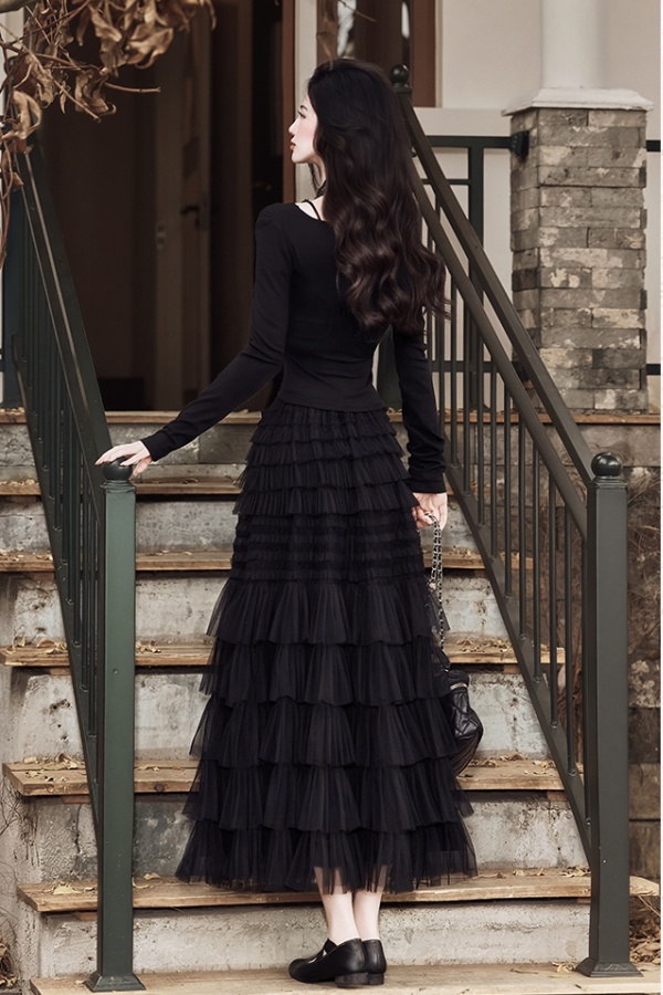 Black tops collocation cake collar 2pcs set