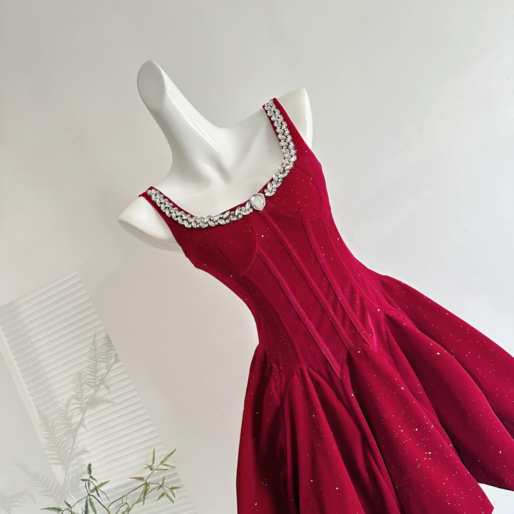 Rhinestone velvet dress temperament Sexy underwear