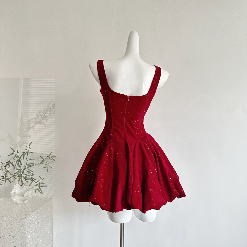 Rhinestone velvet dress temperament Sexy underwear