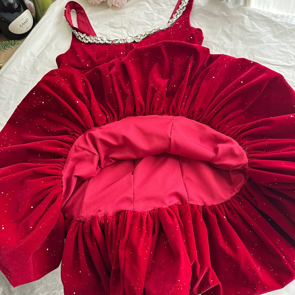 Rhinestone velvet dress temperament Sexy underwear