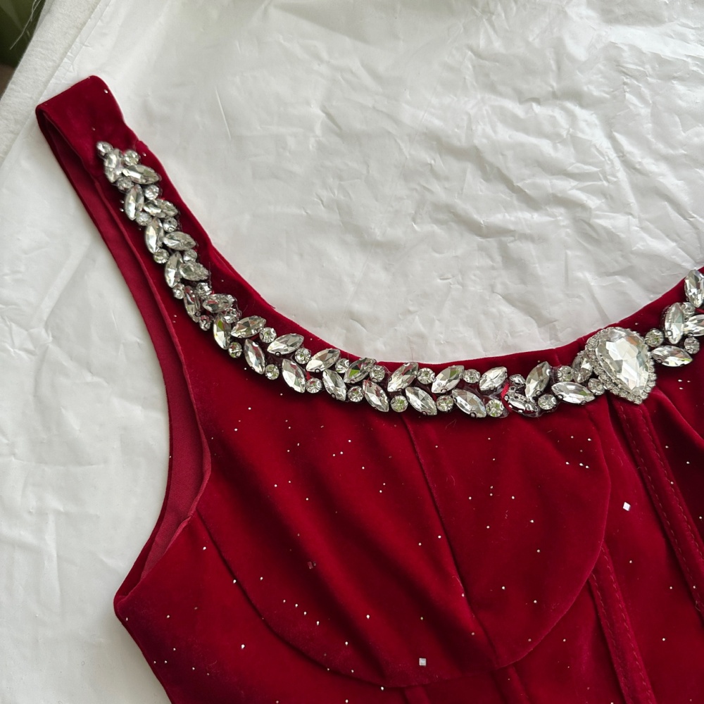 Rhinestone velvet dress temperament Sexy underwear