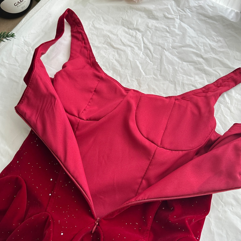 Rhinestone velvet dress temperament Sexy underwear