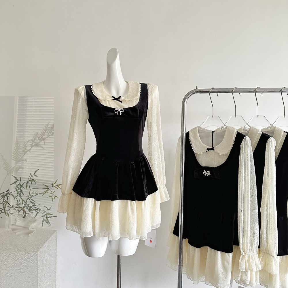 Sweet lace banquet splice dress