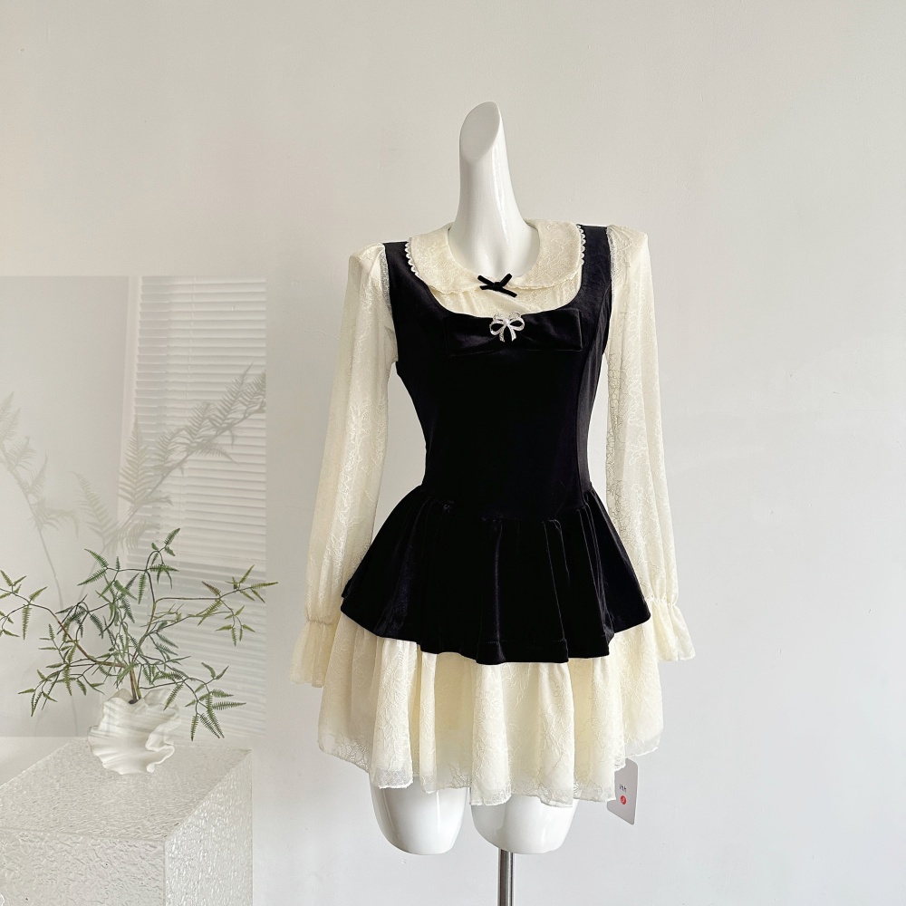 Sweet lace banquet splice dress