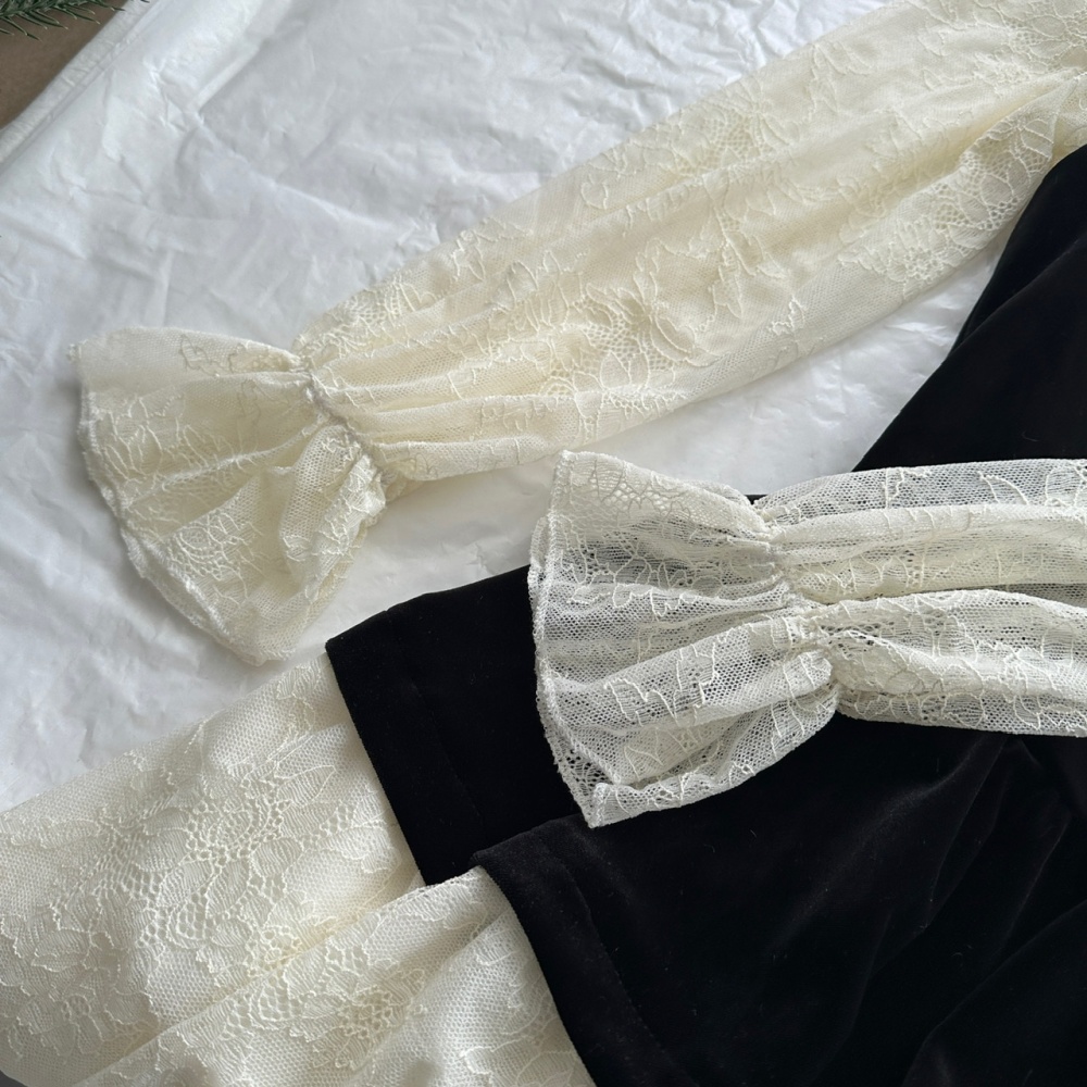 Sweet lace banquet splice dress