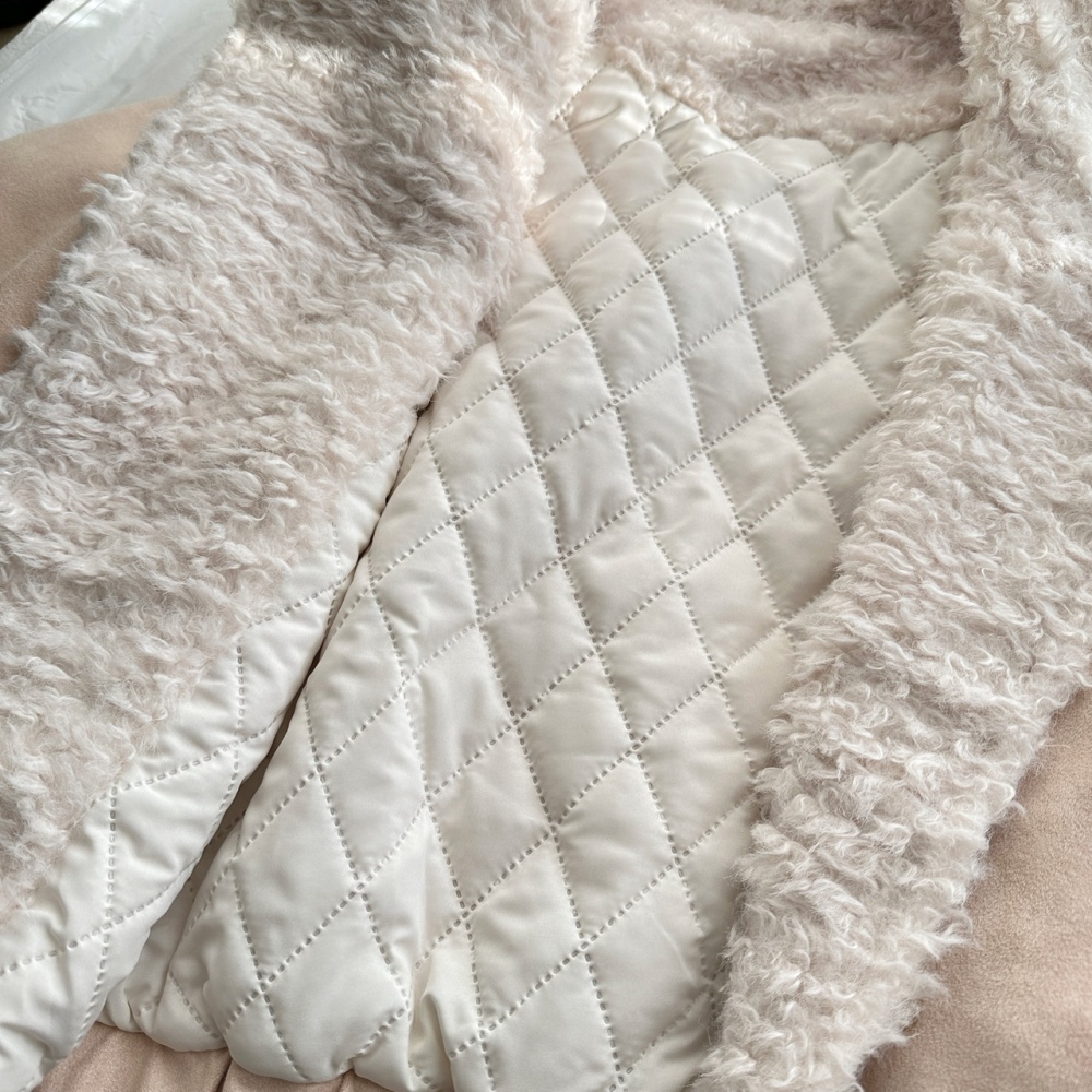 Elmo winter short skirt apricot thick coat a set