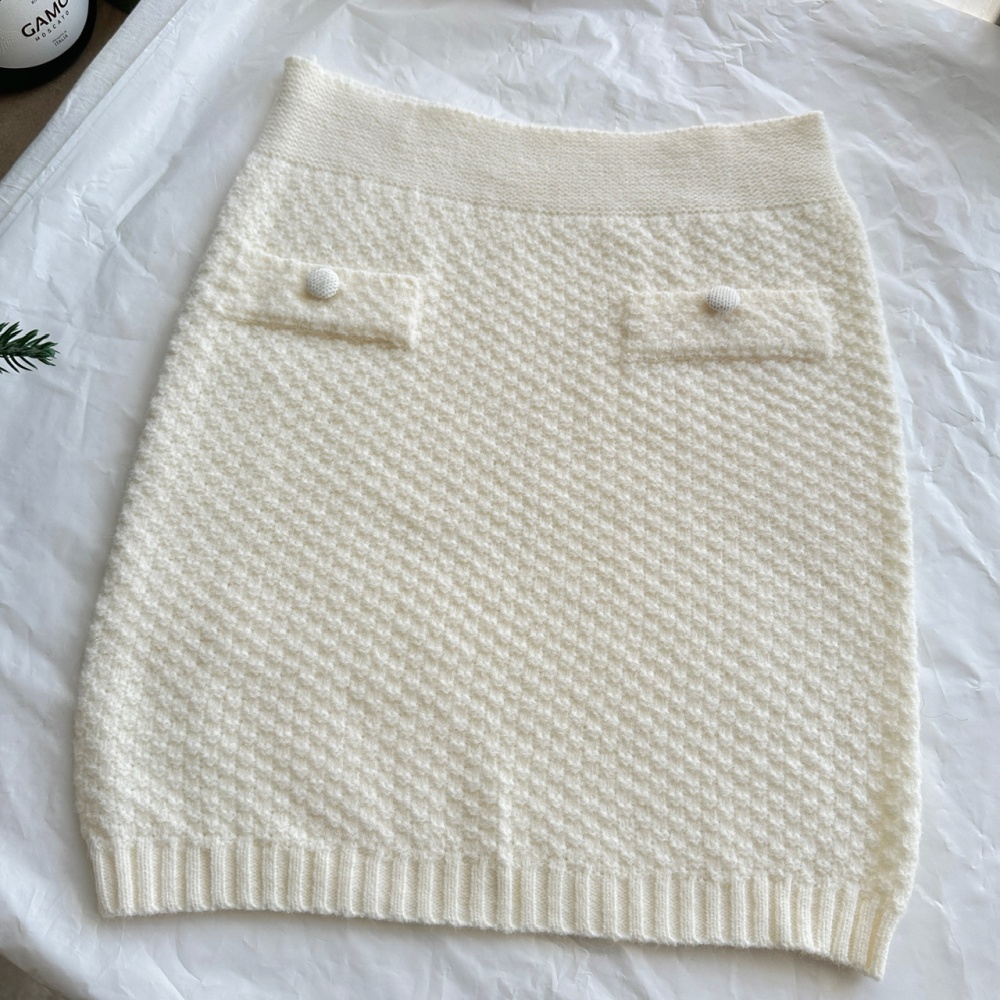 Knitted tops temperament short skirt a set
