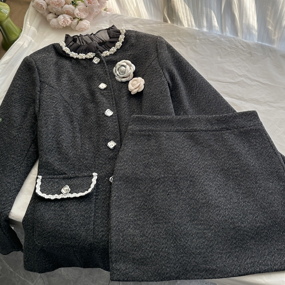 Chanelstyle coat autumn short skirt a set for women