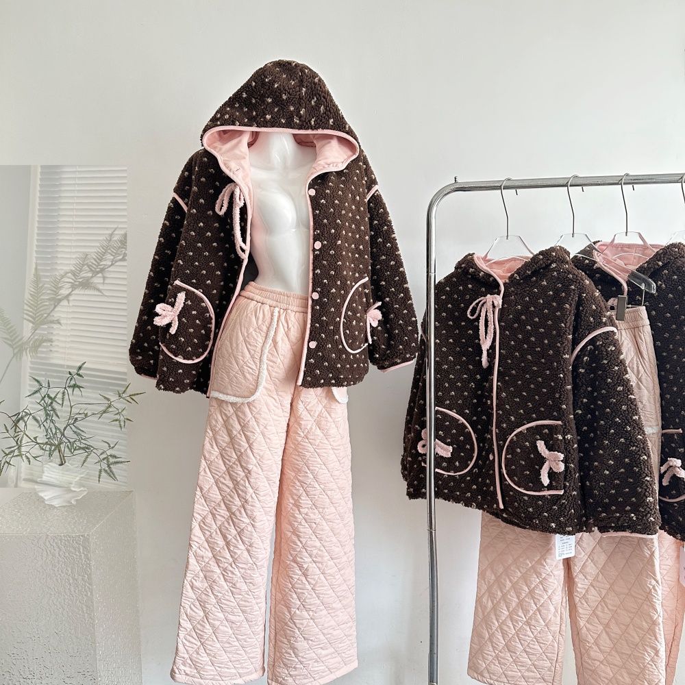 Mixed colors cubs bow trousers pink elmo coat a set