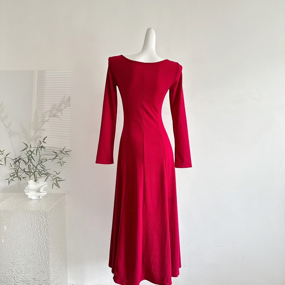 Bottoming inside the ride long sleeve dress for women