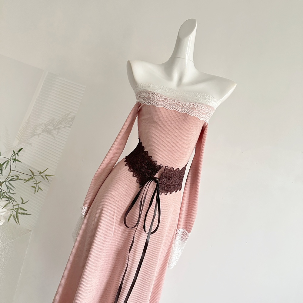 Autumn and winter flat shoulder dress for women