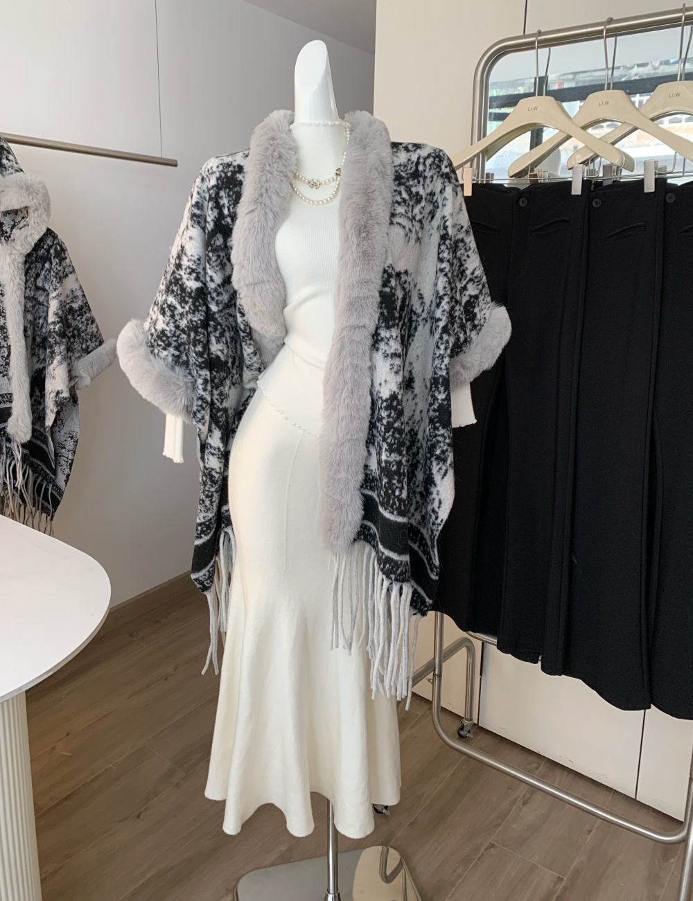 Thermal wool shawl cashmere all-match cloak for women