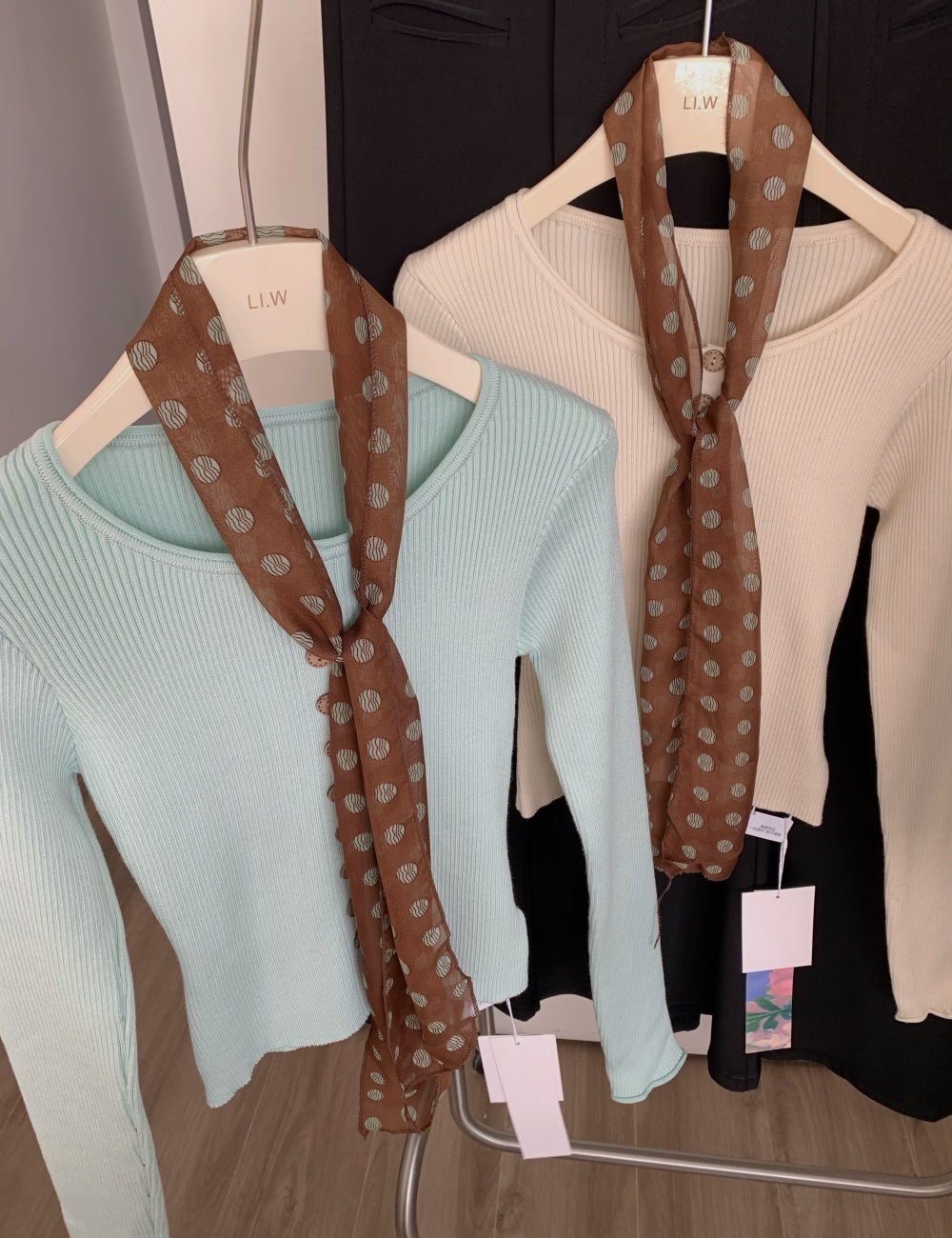 Thin green short cardigan autumn slim sweater for women