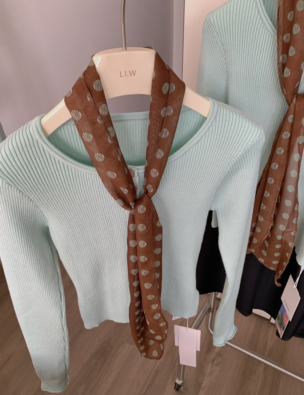 Thin green short cardigan autumn slim sweater for women