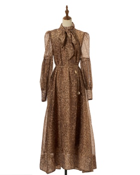 Cstand collar elegant jumpsuit big skirt long dress