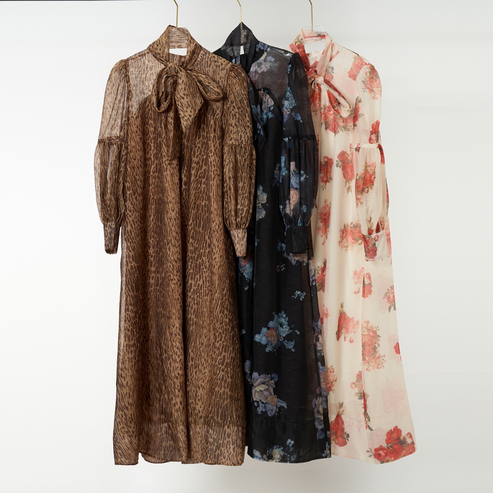 Cstand collar elegant jumpsuit big skirt long dress