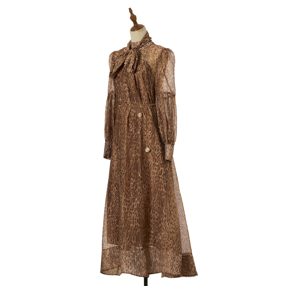 Cstand collar elegant jumpsuit big skirt long dress