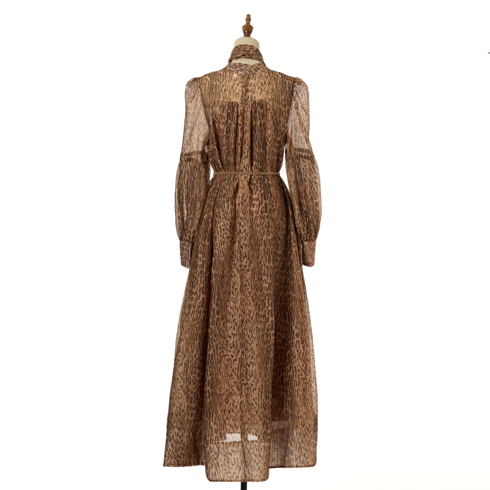 Cstand collar elegant jumpsuit big skirt long dress