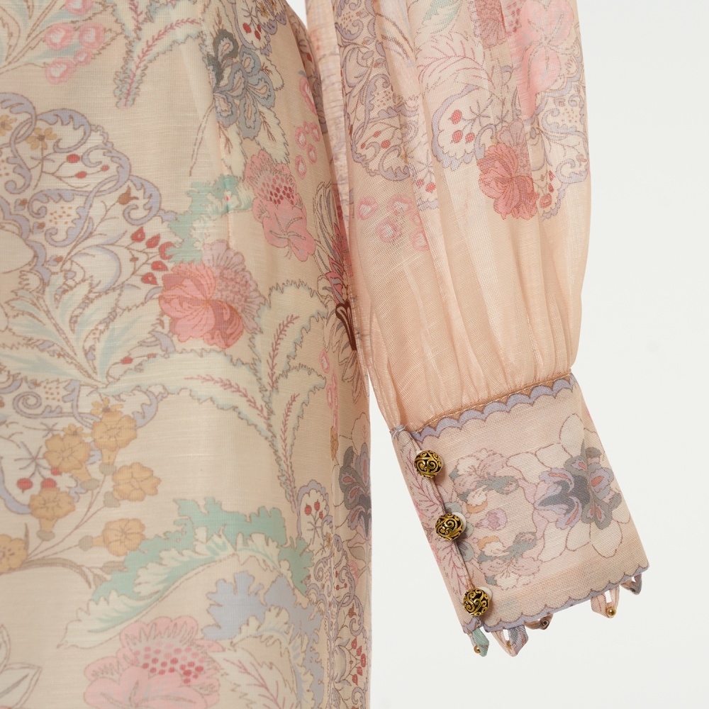 Silk linen flowers shirt vacation skirt a set for women