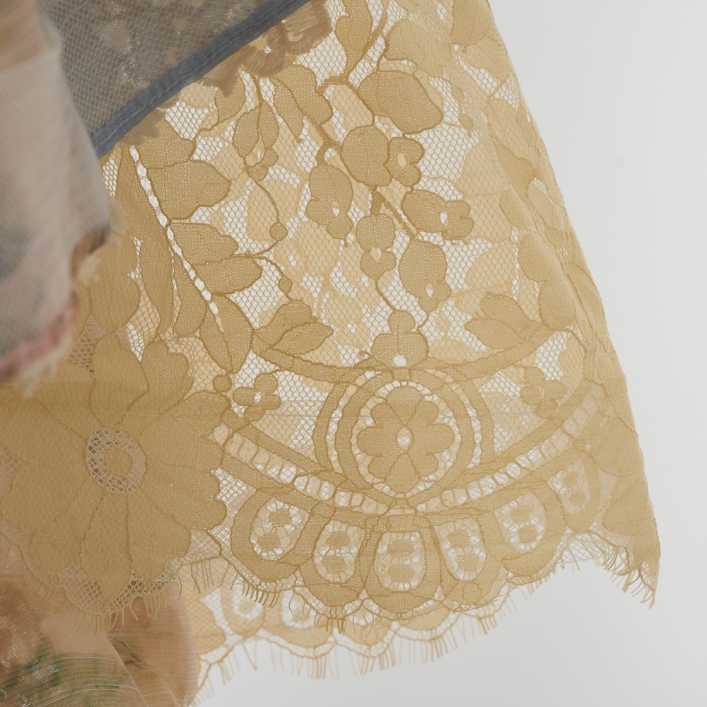 Irregular lantern sleeve long printing dress